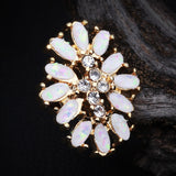 Detail View 1 of Golden Opal Gilia Delight Flower Cartilage Tragus Earring-White/Clear