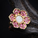 Detail View 1 of Golden Opal Avens Flower Cartilage Tragus Earring-Pink/White