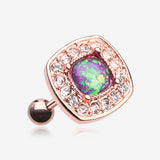 Rose Gold Opal Sparkle Essentia Cartilage Tragus Earring-Clear Gem/Purple