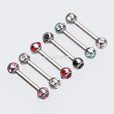 Detail View 1 of Double Aurora Gem Ball Steel Cartilage Tragus Barbell -Black