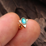 Detail View 1 of Golden Pharaoh Triangle Opal Sparkle Cartilage Tragus Earring-Teal