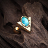 Detail View 2 of Golden Pharaoh Triangle Opal Sparkle Cartilage Tragus Earring-Teal