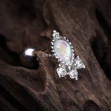 Detail View 1 of Victorian Opal Sparkle Cartilage Tragus Barbell-White/Clear