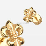 A Pair of Golden Fleur De Lis Fake Plug Earring-Gold