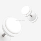 Detail View 1 of A Pair of Solid Acrylic O-Ring Faux Gauge Plug Earring-White