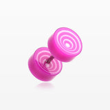 A Pair of Swirl Circles Solid Acrylic Faux Gauge Plug Earring-Purple