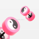 A Pair of Ying Yang Retro UV Acrylic Faux Gauge Plug Earring-Pink