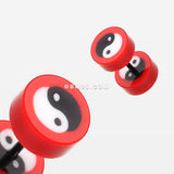 A Pair of Ying Yang Retro UV Acrylic Faux Gauge Plug Earring-Red