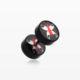 A Pair of Butterfly UV Acrylic Faux Gauge Plug Earring-Black/White