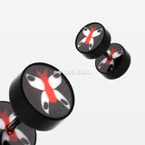 A Pair of Butterfly UV Acrylic Faux Gauge Plug Earring-Black/White