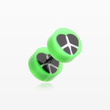 A Pair of Peace Heart UV Acrylic Faux Gauge Plug Earring-Green