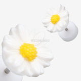 Detail View 1 of A Pair of Cutesy Daisy Flower Acrylic Fake Plug-White