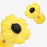 Detail View 1 of A Pair of Cutesy Daisy Flower Acrylic Fake Plug-Yellow