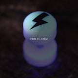 Detail View 3 of A Pair of Glow in the Dark Lighting Bolt Acrylic Fake Plug-Clear Gem/White
