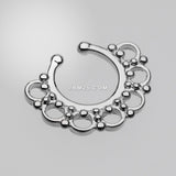 Detail View 2 of Majestic Ornate Filigree Fake Septum Clip-On Ring-Steel