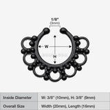 Detail View 1 of Colorline Majestic Filigree Fake Septum Clip-On Ring-Black