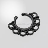 Detail View 2 of Colorline Majestic Filigree Fake Septum Clip-On Ring-Black