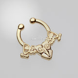Detail View 2 of Gold Luria Tribal Filigree Fake Septum Clip-On Ring-Gold