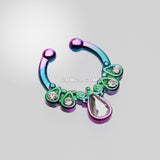 Detail View 2 of Colorline Radiant Kao Fake Septum Clip-On Ring-Rainbow/Clear