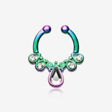 Colorline Radiant Kao Fake Septum Clip-On Ring-Rainbow/Clear