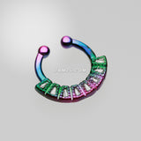 Detail View 2 of Colorline Sabre Arc Fake Septum Clip-On Ring-Rainbow/Clear