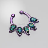 Detail View 2 of Colorline Opal Quinary Spear Fake Septum Clip-On Ring-Purple/Black