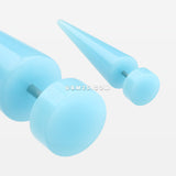 A Pair of Neon UV Acrylic Faux Taper Earring-Light Blue