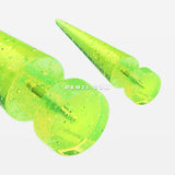 A Pair of Glitter Shimmer UV Acrylic Faux Taper Earring-Green