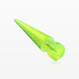 A Pair of Glitter Shimmer UV Acrylic Faux Taper Earring-Green