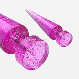 A Pair of Glitter Shimmer UV Acrylic Faux Taper Earring-Purple