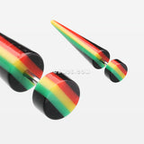 A Pair of Multi Stripe Acrylic Faux Taper Earring-Green/Yellow/Red