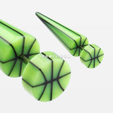 A Pair of Basketball UV Acrylic Faux Taper Earring-Green