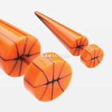 A Pair of Basketball UV Acrylic Faux Taper Earring-Orange