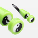 A Pair of Ying Yang Retro UV Acrylic Faux Taper Earring-Green