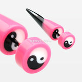 A Pair of Ying Yang Retro UV Acrylic Faux Taper Earring-Pink
