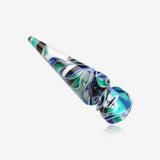 A Pair of Marble Inlay UV Acrylic Faux Taper Earring-Blue/Green