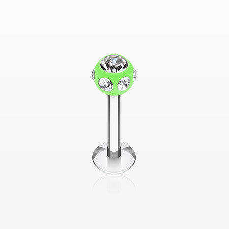 Aurora Gem UV Acrylic Ball Top Labret-Light Green/Clear