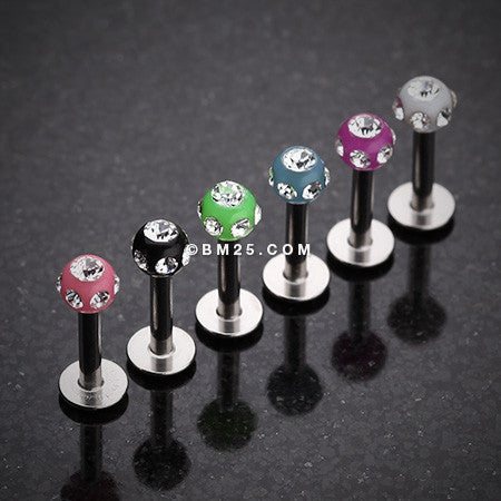 Aurora Gem UV Acrylic Ball Top Labret-Light Green/Clear
