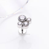 Detail View 1 of Bali Bauble Sparkle Top Internally Threaded Steel Labret-Clear Gem