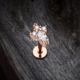 Detail View 1 of Rose Gold Victorian Sparkle Top Steel Labret-Clear Gem