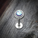 Detail View 1 of Opal Sparkle Ornate Top Steel Labret-Purple