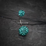 Detail View 2 of Classic Multi-Gem Sparkle Belly Ring-Teal