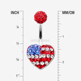 Detail View 1 of American Flag Multi-Gem Sparkle Belly Button Ring -Red
