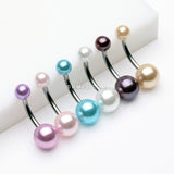 Detail View 3 of Pearlescent Luster Basic Belly Button Ring-Aqua
