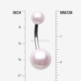 Detail View 1 of Pearlescent Luster Basic Belly Button Ring-Pink