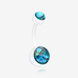 Abalone Shell Acrylic Ball Bio Flexible Shaft Belly Button Ring