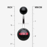 Detail View 1 of BITCH' Acrylic Logo Belly Button Ring-Black