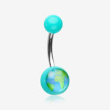 Planet Earth Acrylic Logo Belly Button Ring