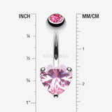 Detail View 1 of Classic Heart Sparkle Belly RIng-Pink