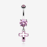 Cross on Cross Sparkle Belly Ring